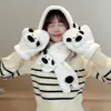 Luvas Femininas Outono e Inverno para Ciclismo à Prova de Frio Quentes Bonitas Pescoço Totalmente Cobertas Multidedos Estudante Neve Espessas Forradas com Lã Cachecol