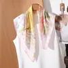 Lenço Quadrado Pequeno 70cm Estilo Suave Estilo Coreano para Mulheres, Lenço de Seda Fino Protetor Solar de Verão, Lenço Decorativo Versátil Floral Artístico para Pescoço
