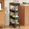 Prateleira de armazenamento para vãos de cozinha, estante de geladeira multicamada ultraestreita de piso com rodas, prateleira de armazenamento doméstica, carrinho utilitário para banheiro