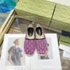 Versión Alta G Casa Bordado Estampado Zapatos de Pescador Otoño 2024 Suela de Goma Tejida Piel Boca Baja Casual Zapatos para Mujer