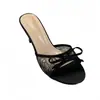 Sandalias de Malla con Tacón Fino y Alto, Nudo de Lazo, Tallas 35-40, Blanco, Negro, Borgoña, Microfibra, Estilo de Correa Única