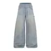Pantalones de Pierna Ancha con Doble Cintura y Manchas de Tinta Salpicada para Hombre, Nuevo Estilo Primavera, Pantalones Largos Casuales Sueltos con Retazos Tridimensionales Vintage para Mujer