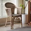 Silla de Ratán Natural Estilo Wabi-Sabi Lulin, Silla de Comedor de Ratán Vintage Hecha a Mano para Uso Doméstico, Adecuada para Casas de Huéspedes y Hoteles