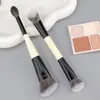 En Stock Pincel de Doble Extremo Transfronterizo Único, Pincel para Difuminar, Pincel para Contorno, Pincel para Base, Pincel de Puntos, Herramienta de Belleza Multifuncional con Mango de Madera