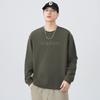 Camiseta de manga comprida de algodão puro da moda americana de alta qualidade masculina primavera e outono 2025 casual solta gola redonda base interna camisa