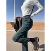 Jeans Rectos Forrados de Polar Vintage para Mujer 2024 Otoño e Invierno Nuevos Americanos de Cintura Alta Adelgazantes Cortos Tubo de Humo