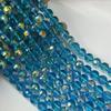 Contas redondas de vidro de cristal azul safira cortadas AB cor 96 superfície disco rígido corte contas DIY cordão várias cores disponíveis