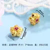Prata Pura 999 Engrenagem Finamente Trabalhada Incrustada com Diamantes Espaçador de Moeda Banhado a Ouro Anel Contas Acessórios Espaçadores para Pulseira de Contas DIY