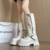 Botas Altas Retro con Plataforma y Tacón Grueso para Mujer 2026 Otoño/Invierno Nuevas Versátiles Adelgazantes Suela Gruesa Caña Alta Botas de Jinete
