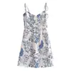 Chegada de Verão 2022 Estilo Europeu e Americano Vestido de Alça com Cadarço Estampa Floral Pequena Pastoral 7298