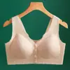 Roupa íntima de alta qualidade com botões frontais para mulheres de meia-idade e idosas, Sutiã confortável e respirável, Sutiã esportivo com bojo push-up anti-flacidez