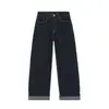 Estilo Europeo Ajuste Delgado Botón de Nudo de Cuerda Chaqueta de Mezclilla Abrigo Jeans de Pierna Recta Sueltos con Puño a Media Cintura Conjunto Casual para Mujer