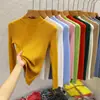 Suéter de cuello semi-alto para mujer, nuevo top versátil de punto fino para otoño e invierno, capa interior ajustada