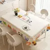 Toalha de Mesa Desenho Animado, Sem Lavagem, Impermeável, À Prova de Óleo, Resistente ao Calor, Estilo Dopamina Creme, Toalha de Mesa Retangular, Protetor de Mesa, Chá