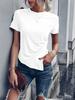 Camiseta Casual para Mujer con Giro al Frente y Dobladillo Asimétrico de Manga Corta