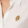 Broche de Aço Inoxidável Exagerado em Forma de Folha de Novo Estilo Transfronteiriço, Broche de Folha Versátil Personalizado de Alta Qualidade 18K para Mulheres