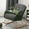Sillón mecedor individual de lujo ligero con estampado de pata de gallo para balcón de casa, silla sofá perezoso, mecedora de madera maciza con reposapiés