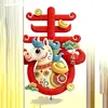 Decorações de Janela de Ano Novo 2026 Ano do Cavalo Adesivos Estáticos de Pelúcia 5D para Vidro Porta Adesivos de Ano Novo com o Personagem '' para Exibição de Janela do Festival da Primavera