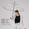 Guarda-chuva Transparente com 8 Varetas para Mulheres, Guarda-chuva com Cabo Longo Duplo C, Guarda-chuva Publicitário Automático com Cabo Reto, Simples Protetor Solar e à Prova d'Água Transparente, Portátil