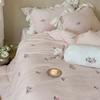 Inverno Engrossado Estilo Coreano Creme Veludo Leite Conjunto de Quatro Peças Estilo Princesa Bordado Plissado Renda Roupa de Cama Quente