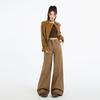 Calça Casual Laranja Infantil # Fleece Vintage Melard Forrado, Perna Larga para Mulheres, Caimento Solto, Emagrecimento, Caimento Elegante, Versátil, Calça Longa de Perna Reta.