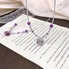 Collar Original de Amatista Natural Alta Transparencia Bolsa de la Suerte Atrae Riqueza Cadena para Clavícula Accesorio Joyería para Mejorar la Fortuna Femenina Venta en Vivo de Verano