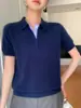Camiseta de Punto con Cuello Polo de Manga Corta para Mujer 2026 Nuevo Estilo Principios de Otoño Camisa de Solapa Camiseta Fina Capa Interior Top Base