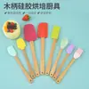 Mango de Madera Plano Set de Herramientas de Silicona para Hornear Mini Horneado de 8 Piezas Raspador Brocha de Aceite Espátula Cuchara Raspador Pequeño