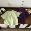 [100% Algodón] Tops de Verano de Algodón Puro de Manga Corta para Niños con Empalmes Estilo Coreano para Niños y Niñas, Ropa Infantil Elegante y Versátil