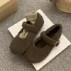 Zapatos grises Mary Jane forrados de pelo, estilo invierno exterior para mujer, nuevos planos estilo coreano, suela plana para mujer, forro polar, zapatos de algodón cálidos