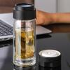 Taza de Vidrio de Borosilicato de Doble Capa con Tapa de Apertura de Un Toque para Preparar Té, Taza con Separación de Té y Agua, Juego de Té con Tapa, Diseño Moderno y Sencillo