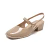 Sandalias de Moda Versátiles Mary Jane con Tacón Grueso y Punta Cerrada Primavera Verano Nuevos Zapatos de Tacón Alto con Punta Cerrada para Mujer Retro Boca Baja Zapatos Individuales para Mujer