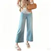 Jeans de maternidad para primavera y otoño, de cintura alta, que soportan el vientre, de pierna recta, de pierna ancha, holgados y adelgazantes, no restrictivos, adecuados para uso casual durante el embarazo