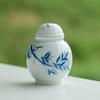 Latas de té de bambú pintadas a mano en azul y blanco de porcelana blanca Mi Yan, recipientes pequeños para almacenar té para el hogar, latas selladas portátiles de tamaño pequeño de estilo japonés