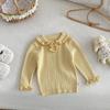 Suéter Estilo Coreano para Niñas con Pequeños Detalles Izquierdos y Derechos, Moda Otoñal para Bebés de Color Sólido con Cuello Solapa Tejido, Ropa de Invierno Engrosada para Niños