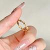 Anillo Beanie Vintage Italiano Antiguo Oro y Plata Bicolor Cepillado con Alambre con Zircón Apilado Exquisito