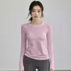 Ropa de Yoga para Mujer, Estilo Otoño e Invierno, Corte Ajustado, Alta Elasticidad, Cuello Redondo, Manga Larga, Entrenamiento para Correr, Ropa de Fitness de Secado Rápido, Top Cómodo