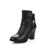 Botas Curtas de Salto Grosso Alto Femininas Tamanho Grande 40-54 Bota de Couro PU Vermelho com Laço Botas Martin Botas Fornecimento Transfronteiriço
