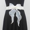 Novo vestido com cinto de laço decorativo, largo, vedação de cintura preta, elástico, elástico, moda de verão, cinto versátil para mulheres