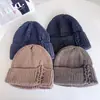 Gorro de lana tejido retro único para mujer, nuevo estilo de otoño e invierno, gorro sencillo y versátil para poner, cubrecabezas cálido y a prueba de frío