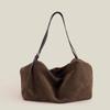 Bolsa Tote de Camurça Grande Capacidade Casual Vintage para Commuter Feminina Nova Outono e Inverno 2025 Bolsa de Ombro Versátil de Nicho