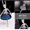 Estilo Coreano y Japonés Nueva Niña de Ballet Cadena de Suéter Versátil Collar Largo Accesorios para Ropa Joyería Colgante Estilo Diamante Azul
