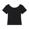 Camiseta Feminina de Verão Slim Fit de Manga Curta, Algodão Puro, Gola U Grande, Estilo Europeu e Americano, Fashion, Ajustada ao Corpo, Top Estiloso para Meninas Descoladas