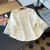 Blusa/camisa de alta qualidade garantida, redutora de idade, plus size, novo estilo chinês, jacquard de alta qualidade, retrô e modernizada para mulheres