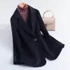 Popular Abrigo Blazer de Lana Doble Cara para Mujer, Chaqueta de Lana Ajustada que Ceñe la Cintura, Blazer para el Trabajo y la Oficina