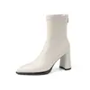 Botas Elásticas Super Elásticas para Mujer Botas Adelgazantes Otoño Invierno Nueva Llegada Punta Fina Cierre Trasero Botas de Tacón Alto Grueso Botines Elásticos para Mujer Talla Grande 42