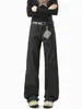 Jeans de estilo americano con estampado de estrellas para hombre, nueva colección 2026, estilo urbano moderno, corte holgado, efecto adelgazante, diseño de pierna recta, pantalón largo versátil para hombre