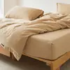 Sábana de Algodón Cepillado de Alto Hilo 100S para Cama Doble Sábana Ajustable Cubrecama de Color Sólido Simple Ropa de Cama Gruesa para Otoño e Invierno Pieza Única
