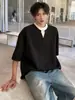 Gris melange Camiseta Falsa de Dos Piezas Cuello en V Hombro Marca de Moda Ropa de Verano para Niños Sudadera de Manga Corta Ootd Manga Media Americana