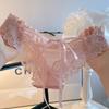 Ropa Interior Sexy de Alta Gama para Mujer Encaje Gasa Lazo Espalda Atada Cintura Baja Dulce Calzones para Dama